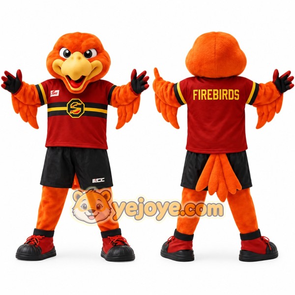 Orange Red Firebird Mascot Costume