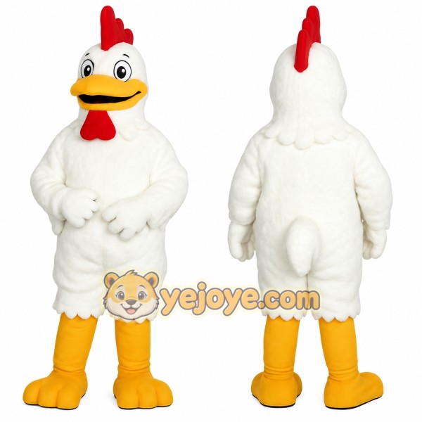 White Yellow Red Chicken Mascot Costume
