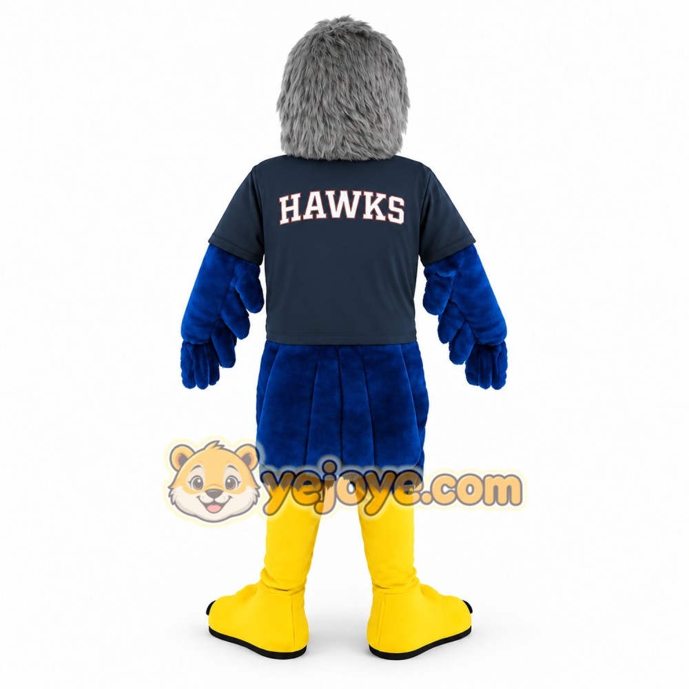 Gray Blue Yellow Hawk Mascot Costume Gray Blue Yellow Hawk Mascot Costume