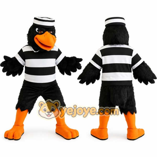 Black White Orange Sailor Crow Mascot Costume