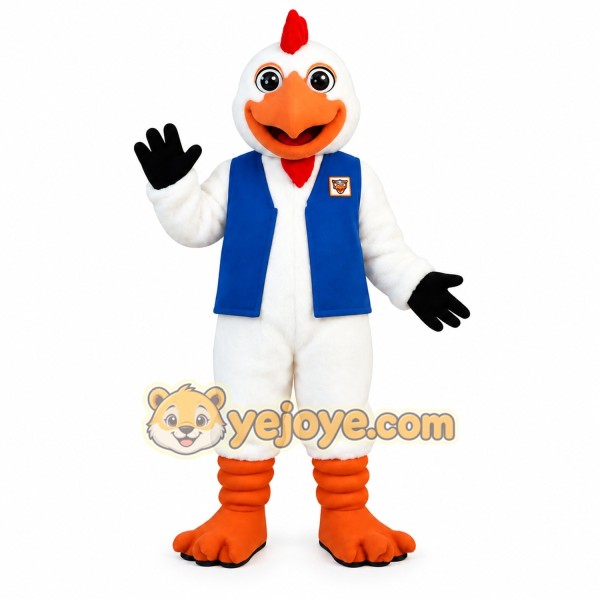 White Blue Orange Chicken Mascot Costume White Blue Orange Chicken Mascot Costume