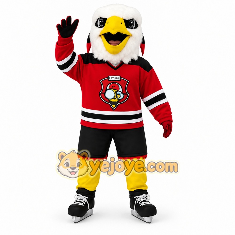 Red White Black Eagle Hockey Mascot Costume Red White Black Eagle Hockey Mascot Costume