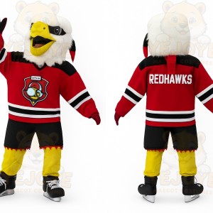 Red White Black Eagle Hockey Mascot Costume