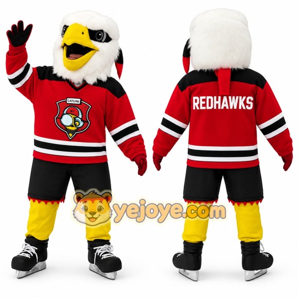 Red White Black Eagle Hockey Mascot Costume