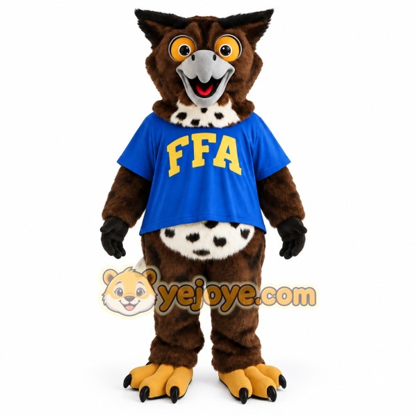 Brown Blue Owl Mascot Costume Brown Blue Owl Mascot Costume