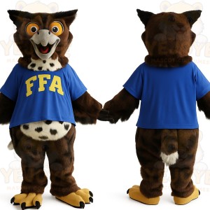 Brown Blue Owl Mascot Costume