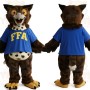 Brown Blue Owl Mascot Costume