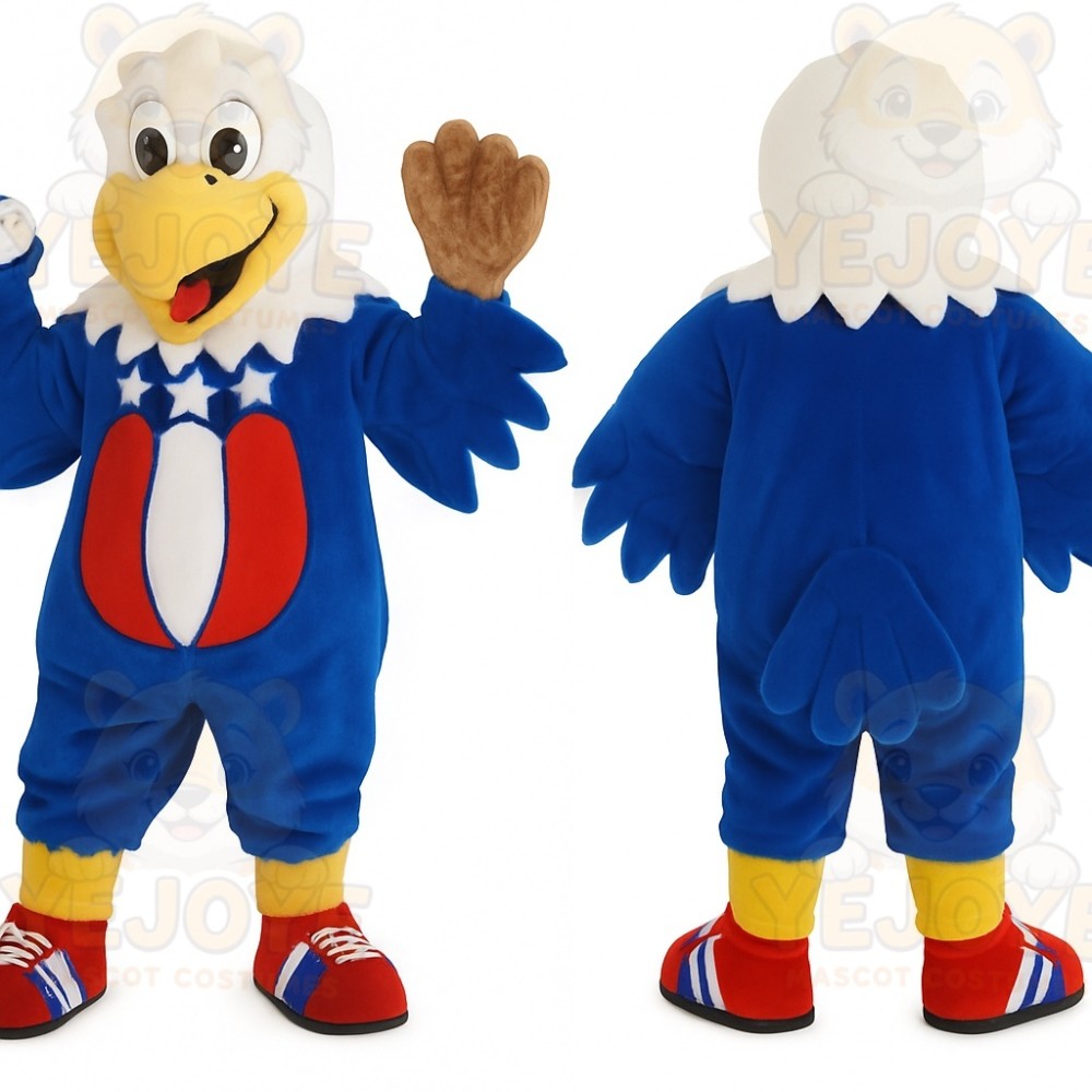 Blue White Red Yellow Eagle Mascot Costume