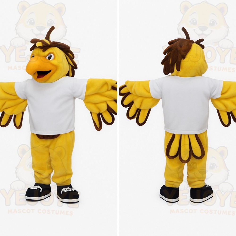 Yellow Brown White Eagle Mascot Costume