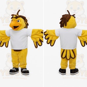 Yellow Brown White Eagle Mascot Costume