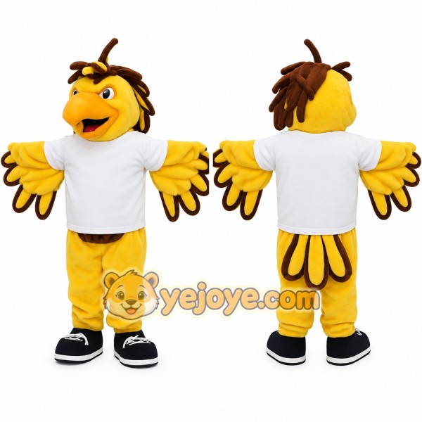 Yellow Brown White Eagle Mascot Costume