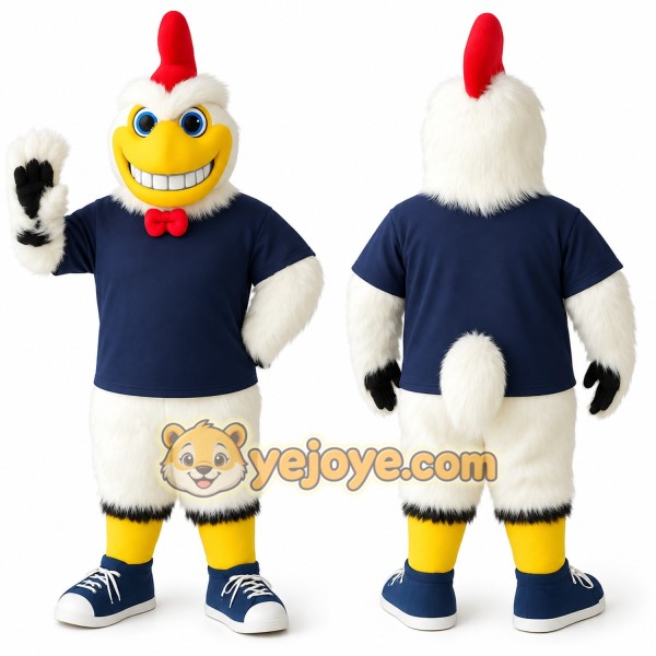 White Yellow Navy Rooster Mascot Costume