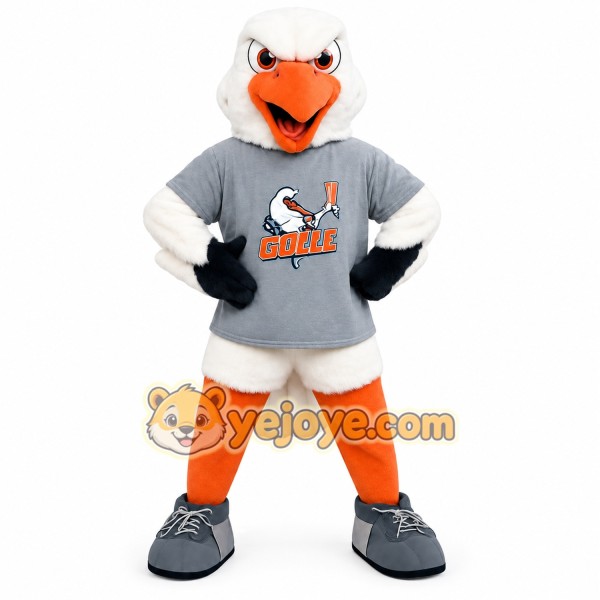 White Orange Gray Seagull Mascot Costume