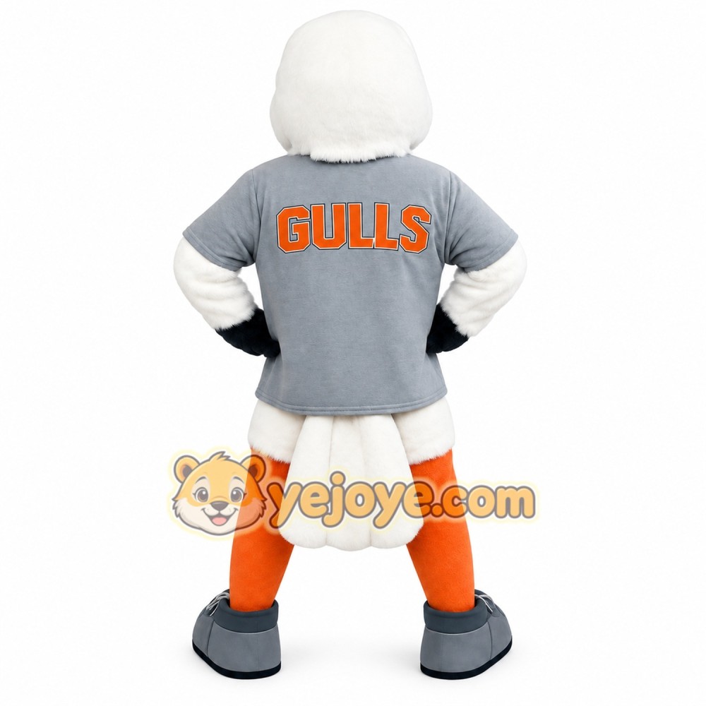 White Orange Gray Seagull Mascot Costume