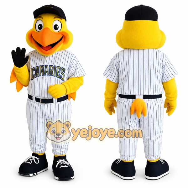Yellow White Baseball Duck Mascot Costume