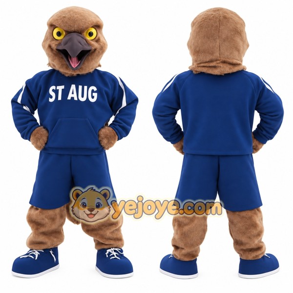 Brown Navy Hawk Mascot Costume