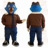 Blue Brown Aviator Bird Mascot Costume