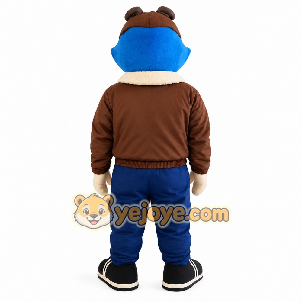 Blue Brown Aviator Bird Mascot Costume Blue Brown Aviator Bird Mascot Costume