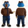 Blue Brown Aviator Bird Mascot Costume