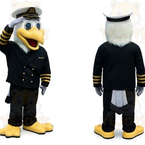 Black White Yellow Eagle Captain Mascot Costume