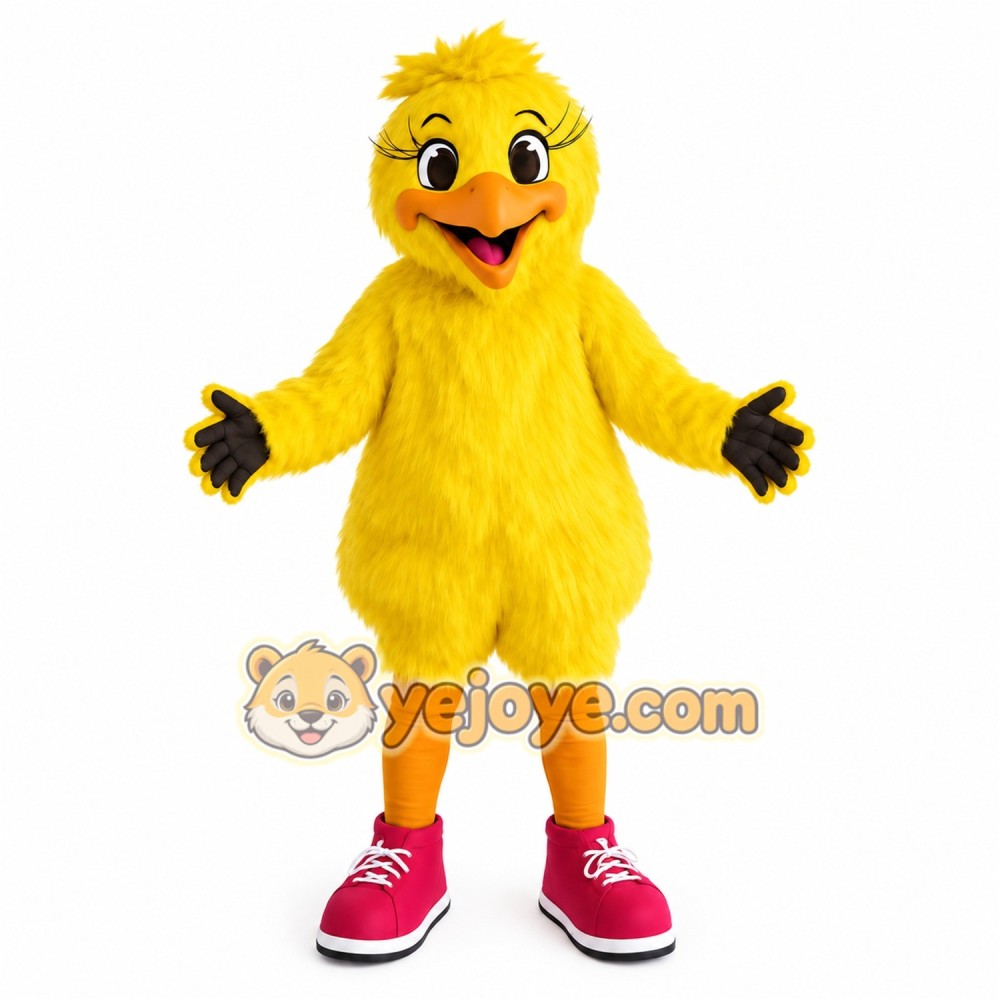 Yellow Pink Chick Mascot Costume Yellow Pink Chick Mascot Costume