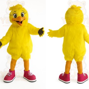Yellow Pink Chick Mascot Costume