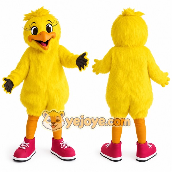 Yellow Pink Chick Mascot Costume