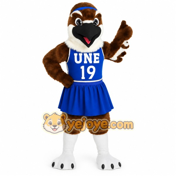 Brown White Blue Eagle Cheerleader Mascot Costume Brown White Blue Eagle Cheerleader Mascot Costume