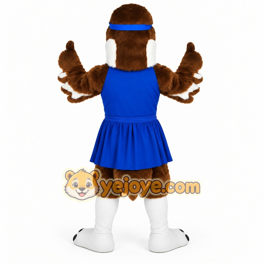Brown White Blue Eagle Cheerleader Mascot Costume Brown White Blue Eagle Cheerleader Mascot Costume