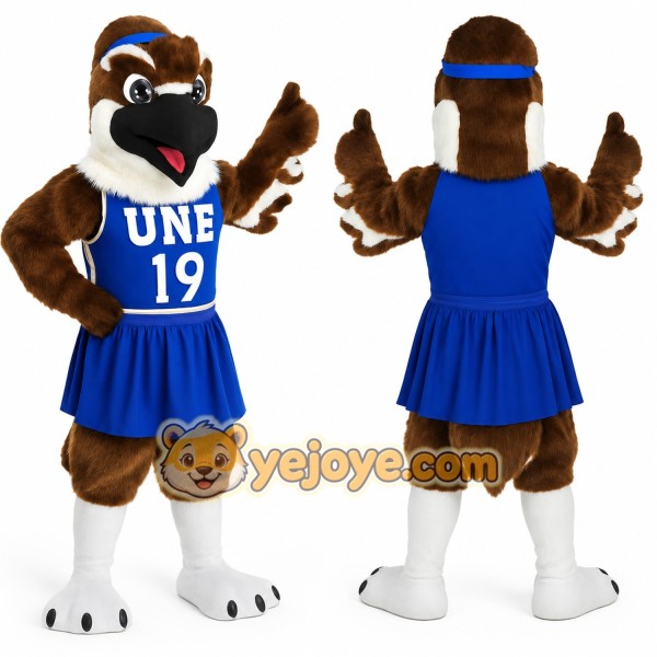 Brown White Blue Eagle Cheerleader Mascot Costume