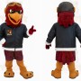 Burgundy Gray Aviator Eagle Mascot Costume