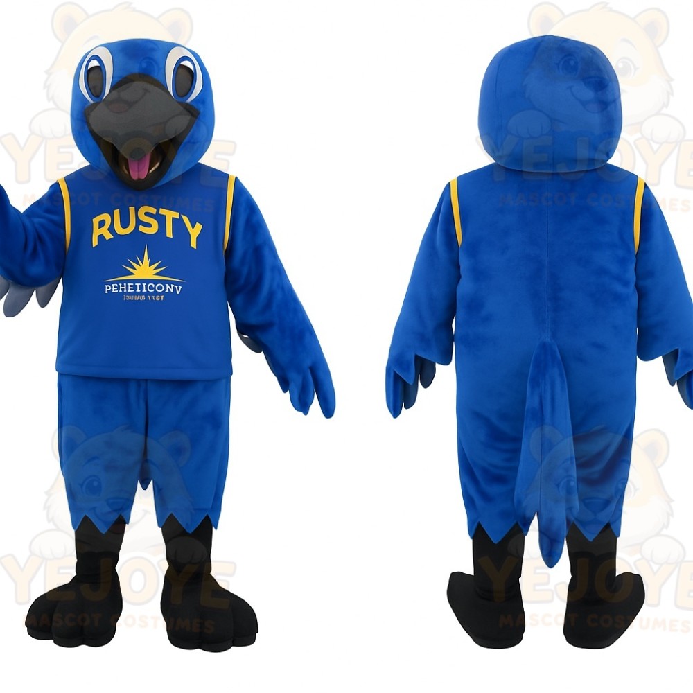 Blue Black Bird Mascot Costume