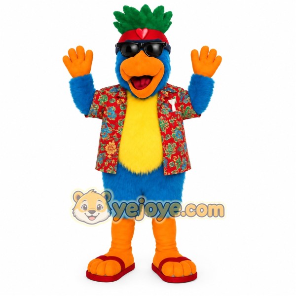 Blue Orange Green Parrot Mascot Costume