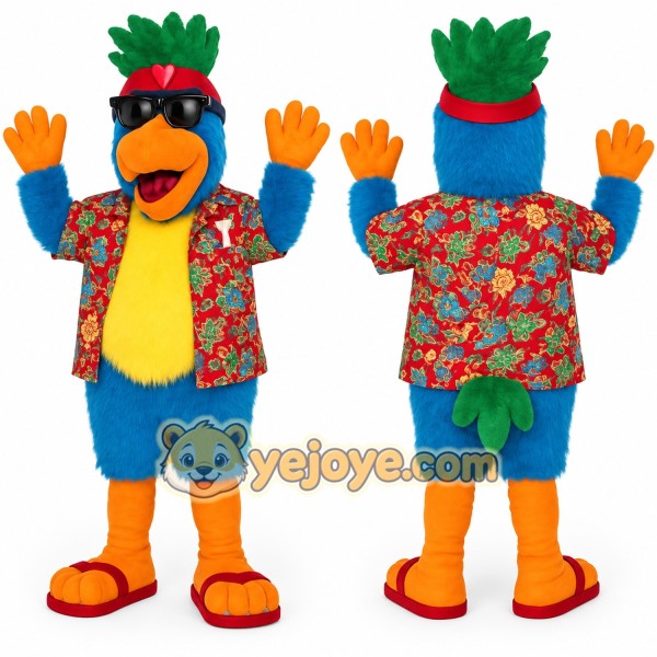 Blue Orange Green Parrot Mascot Costume
