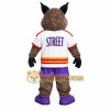 Brown White Purple Bobcat Mascot Costume