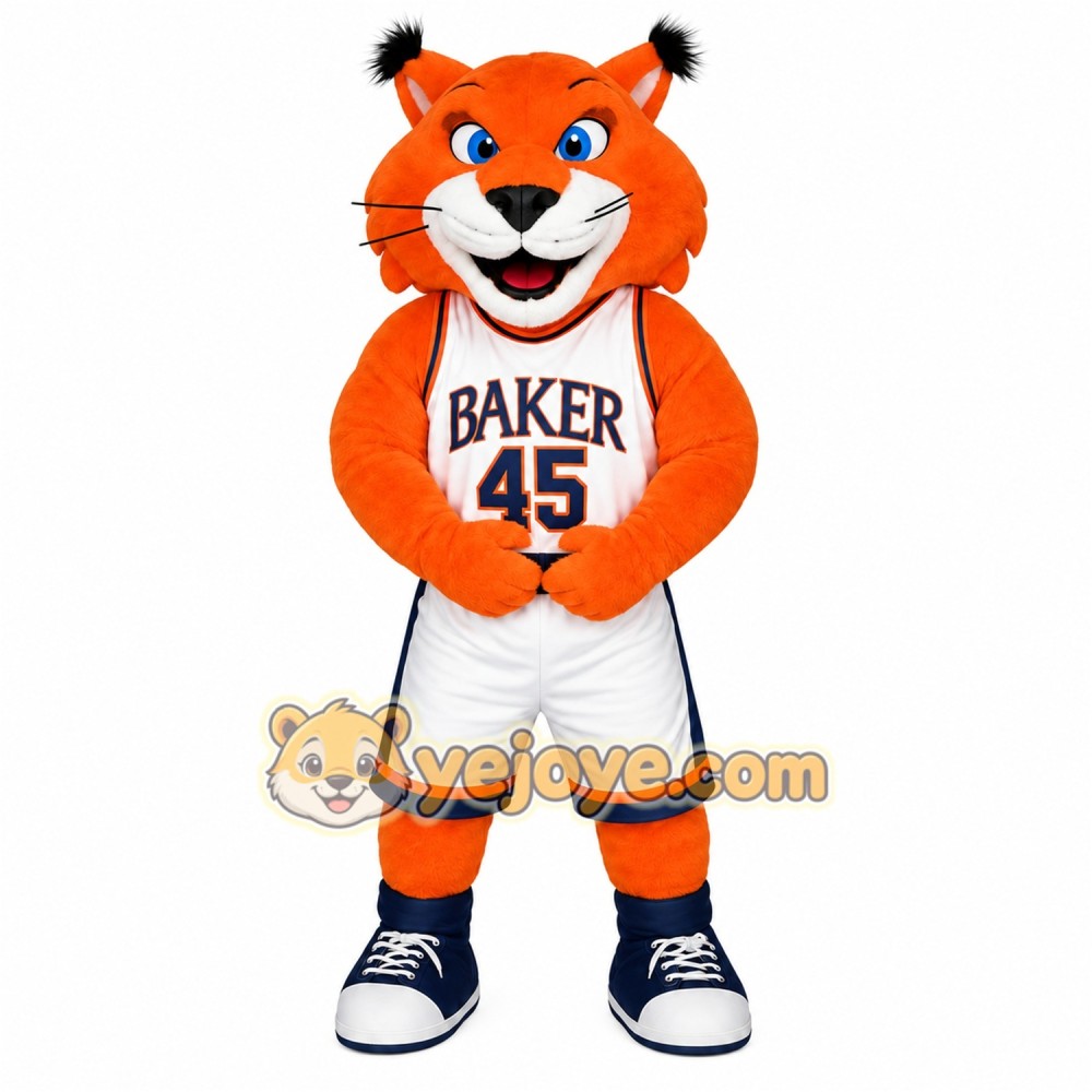 Orange White Basketball Wildcat Mascot Costume Orange White Basketball Wildcat Mascot Costume