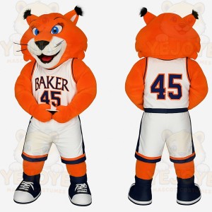 Orange White Basketball Wildcat Mascot Costume