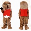 Tan Brown Lion With Red Vest Mascot Costume
