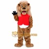 Tan Brown Lion With Red Vest Mascot Costume