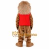 Tan Brown Lion With Red Vest Mascot Costume