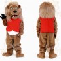 Tan Brown Lion With Red Vest Mascot Costume