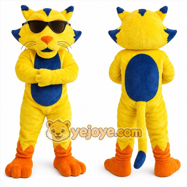 Yellow Blue Sunglasses Cat Mascot Costume