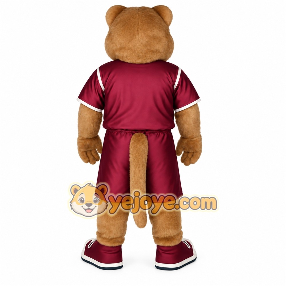 Brown Burgundy Sports Cougar Mascot Costume Brown Burgundy Sports Cougar Mascot Costume