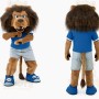 Brown Blue Sports Lion Mascot Costume