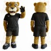 Tan Black Soccer Cougar Mascot Costume