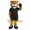 Tan Black Soccer Cougar Mascot Costume