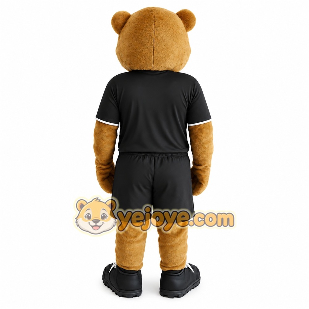 Tan Black Soccer Cougar Mascot Costume