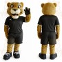 Tan Black Soccer Cougar Mascot Costume
