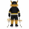 Gold Black Hockey Bobcat Mascot Costume Gold Black Hockey Bobcat Mascot Costume