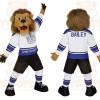 Brown Tan Blue White Lion Mascot Costume